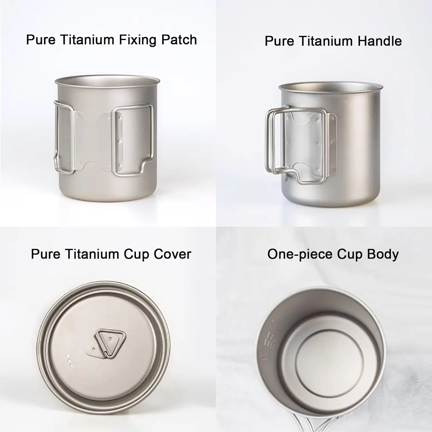 Titanium Pot, Camping Coffee Mugs, Camping Cookware, with Lid and Foldable Handle, Backpacking Cup for Outdoor Hiking Cooking(420ML)