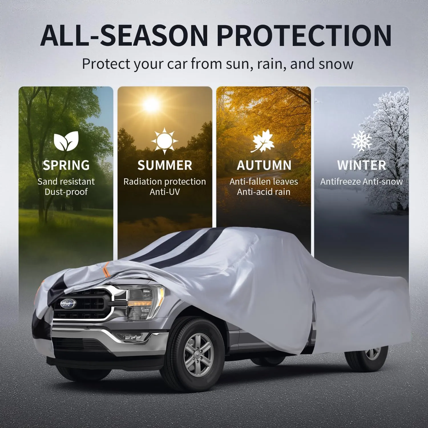Toyota Tundra Truck Cover Custom Fit 1999-2021 Double Cab/CrewMax Cab Short Bed(5.5'-6.5') with Door Zipper, 10 Layers Pickup Truck Cover Waterproof All Weather, Car Tarp for Wind Dust Sun Protector.