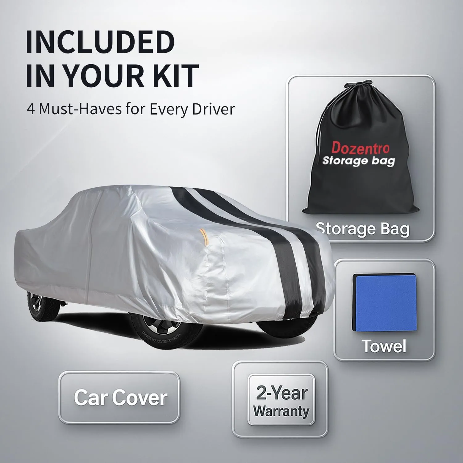 Toyota Tundra Truck Cover Custom Fit 1999-2021 Double Cab/CrewMax Cab Short Bed(5.5'-6.5') with Door Zipper, 10 Layers Pickup Truck Cover Waterproof All Weather, Car Tarp for Wind Dust Sun Protector.