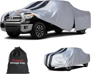 Toyota Tundra Truck Cover Custom Fit 1999-2021 Double Cab/CrewMax Cab Short Bed(5.5'-6.5') with Door Zipper, 10 Layers Pickup Truck Cover Waterproof All Weather, Car Tarp for Wind Dust Sun Protector.