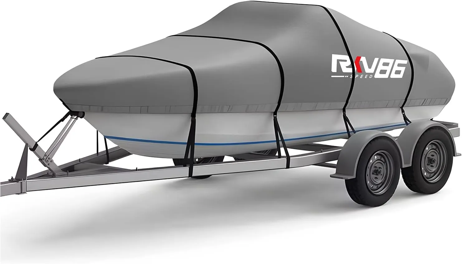 Trailerable Boat Cover, 17'- 19' Heavy Duty 600D Waterproof Tarp Covers with Storage Bag, Marine Grade Polyester Canvas, Fits 17-19ft Bass Boat, V-Hull, Tri-Hull, Runabout Bowrider Boat (Gray)
