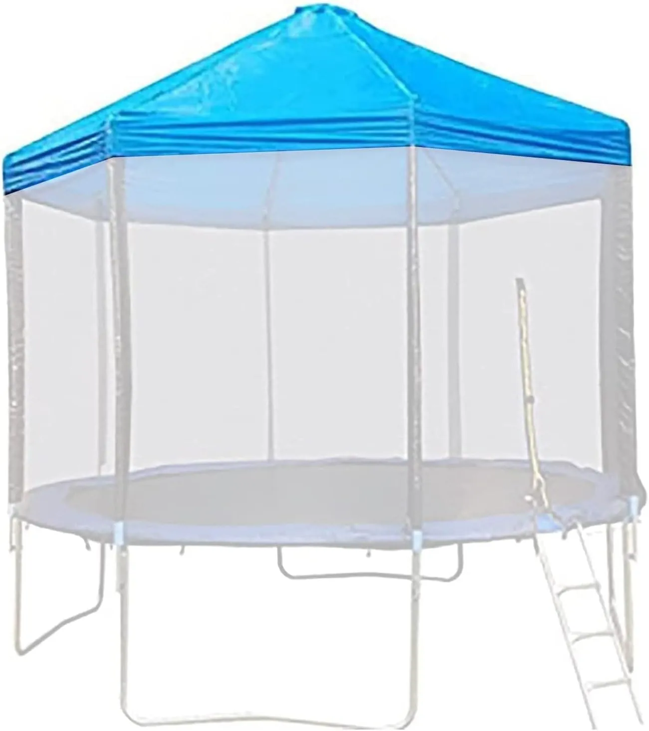 Trampoline Canopy, 6/8/10/12/14/16FT Outdoor Trampoline Sun Shade Cover with Supporting Frame, Oxford Fabric Material Trampoline Tent Sunshade, for Sunshine and Rain Snow,Blue,16FT