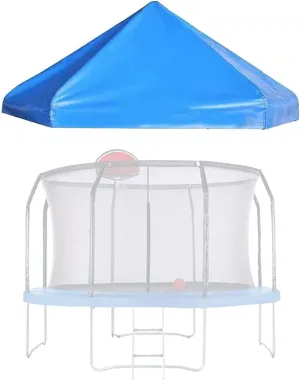 Trampoline Canopy, 6/8/10/12/14/16FT Trampoline Sun Shade Cover with Supporting Frame, Outdoor Fitness Backyard Trampoline Tent Sunshade Cover, for Sunshine and Rain Snow,Blue,16FT