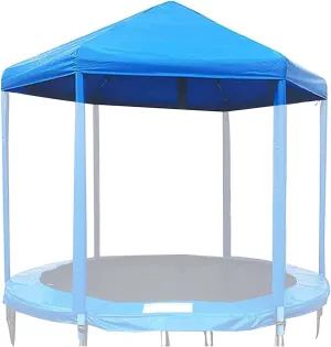 Trampoline Canopy with Supporting Frame, Oxford Fabric Material Trampoline Sun Shade Cover, Outdoor 6/8/10/12/14/16FT Trampoline Tent Sunshade, for Sunshine and Rain Snow,Blue,12FT