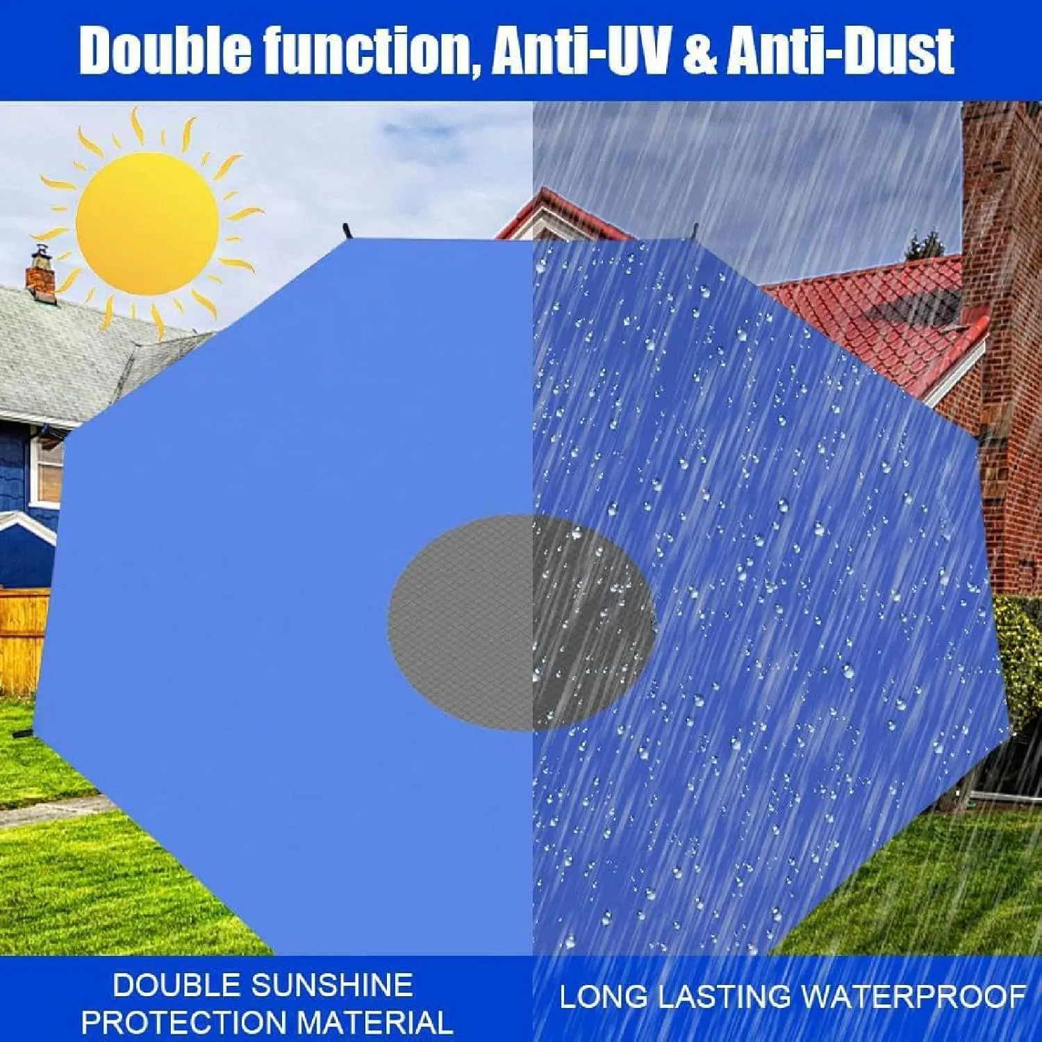 Trampoline Cover, Sunscreen & Rainproof Trampoline Shade Cover, Trampoline Sun Shade Cover, 6ft,8ft,10ft,12ft,14ft,16ft, Trampolines Sunshade Accessories, Trampoline Canopy, for Outdoor, blue