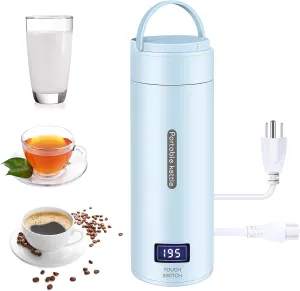 Travel Electric Kettle Portable Small Tea Coffee Hot Water Boiler 304 Stainless Steel Travel Portable Mini Coffee Kettle with 4 Temperature Control Auto Shut-Off & Boil Dry Protection Blue