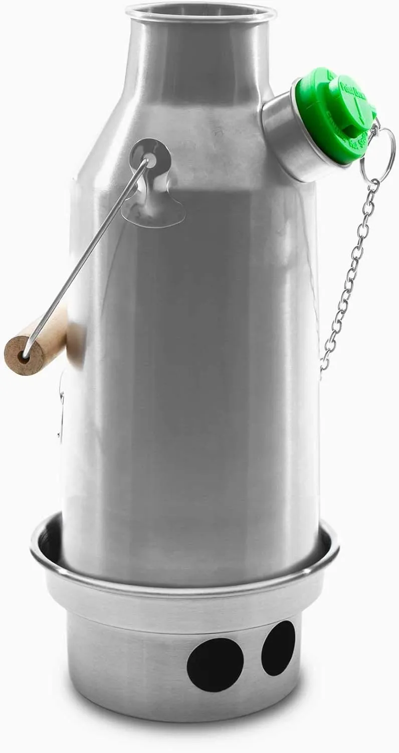 Trekker 20 oz. Stainless Steel Kelly Kettle® (0.6 ltr) Rocket Stove - Boils water Ultra Fast with just sticks/twigs. For Camping, Fishing, Scouts, Hunting, Emergencies, Hurricanes, Tornados