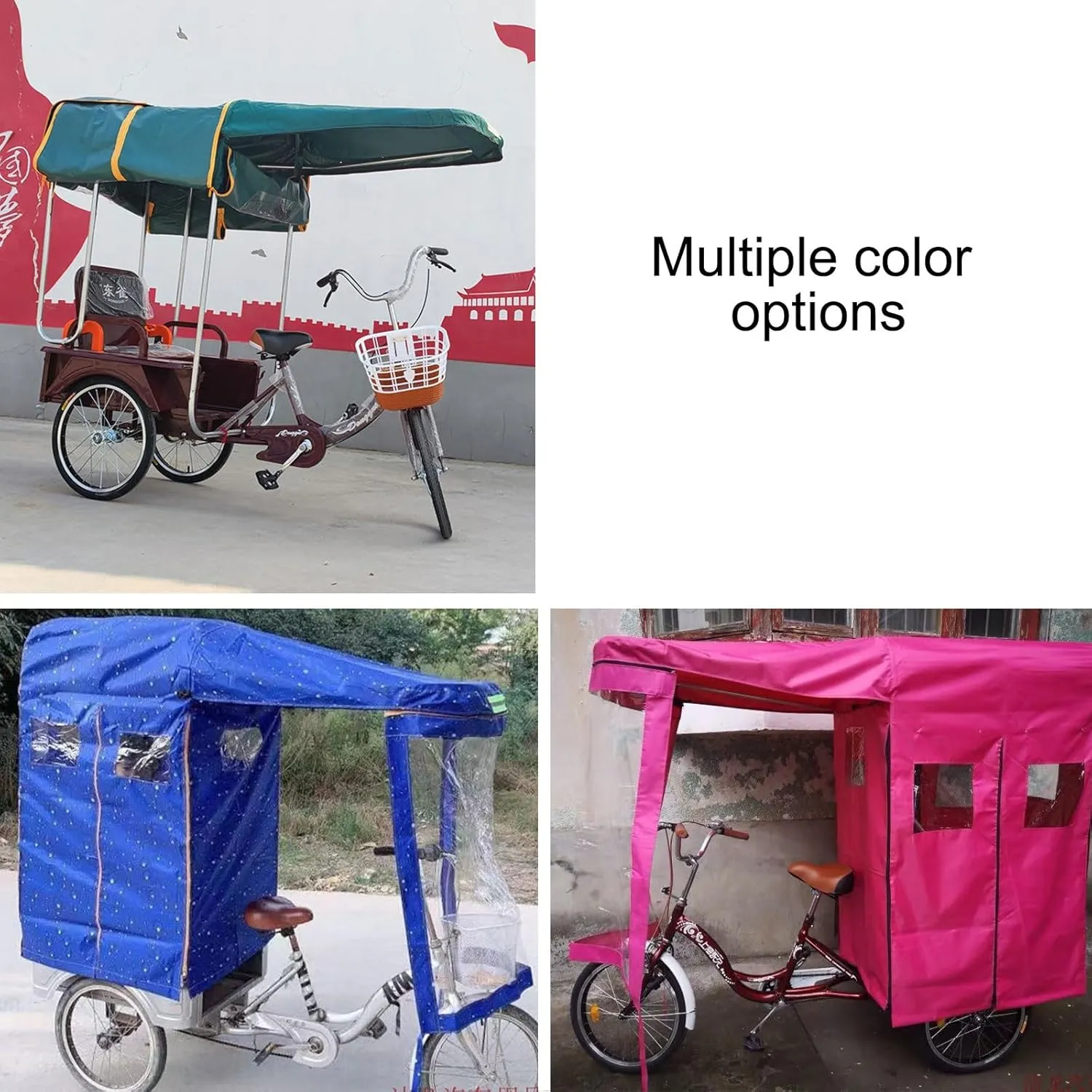Trike Cover Compatible, Bike Storage Covers Rain Sun UV Windproof Tarp, Heavy Duty Bike Cover, Waterproof and All-Weather, Breathable and Portable Vehicle Protection(Green,100cm/39.4in)