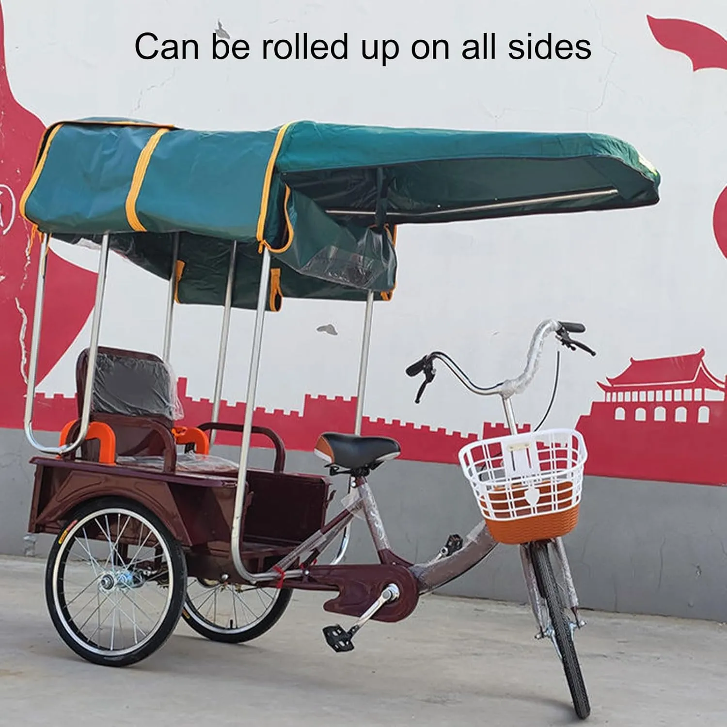 Trike Cover Compatible, Bike Storage Covers Rain Sun UV Windproof Tarp, Heavy Duty Bike Cover, Waterproof and All-Weather, Breathable and Portable Vehicle Protection(Green,100cm/39.4in)