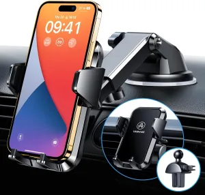 [True Anti-Vibration] Car Phone Holder VANMASS【2025 Ultimate Military-Grade Upgraded】Suction Cell Mount Truck Stand Cradle for Dashboard Windshield Vent for iPhone 16 Pro Max 15 14 13 Samsung Android