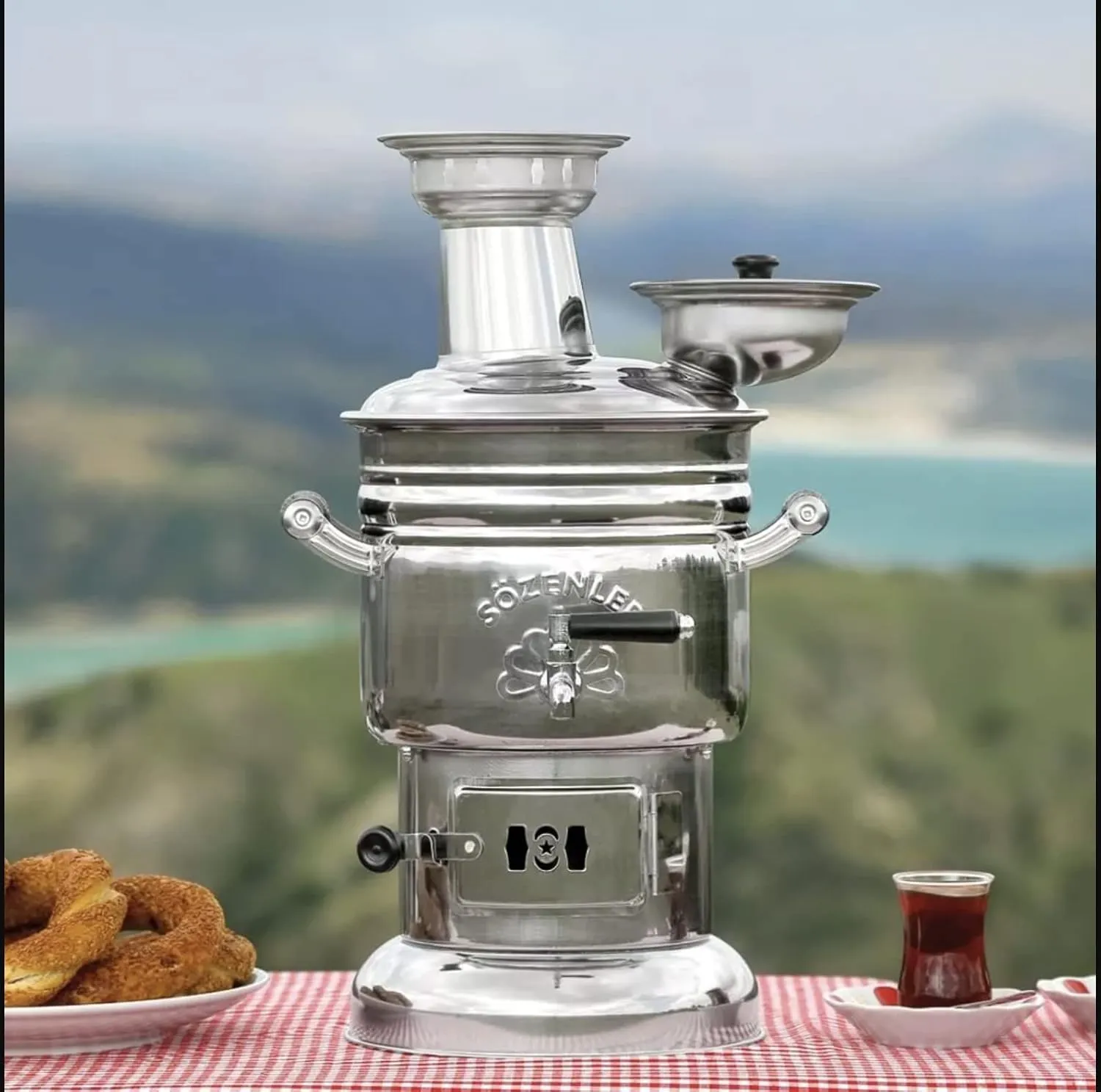 Tubibu Samovar Free Energy Water Heater TEAPOT NOT INCLUDED 4l /150 Oz Semaver Samavar Boat Camping Hiking Hunting Yachting Tea Kettle (4-LT)