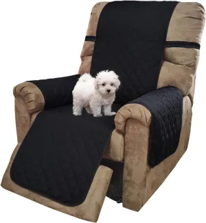 U-NICE HOME Recliner Chair Covers Reversible Chair Cover Pet Covers for Dogs with Elastic Straps Water Resistant Diamond Quilted (28''Recliner Oversized, Black/Black)