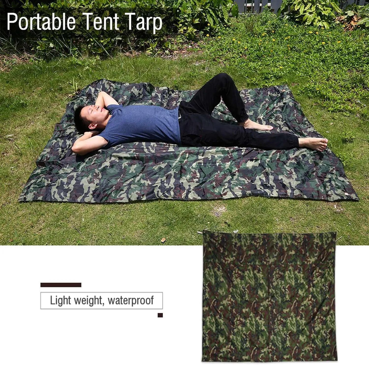Ultra Light and Portable Camouflage Outdoor Rainproof Mat, UV Protection Tent Tarp for Camping,Traveling,Fishing (3 * 2.9 Meters)