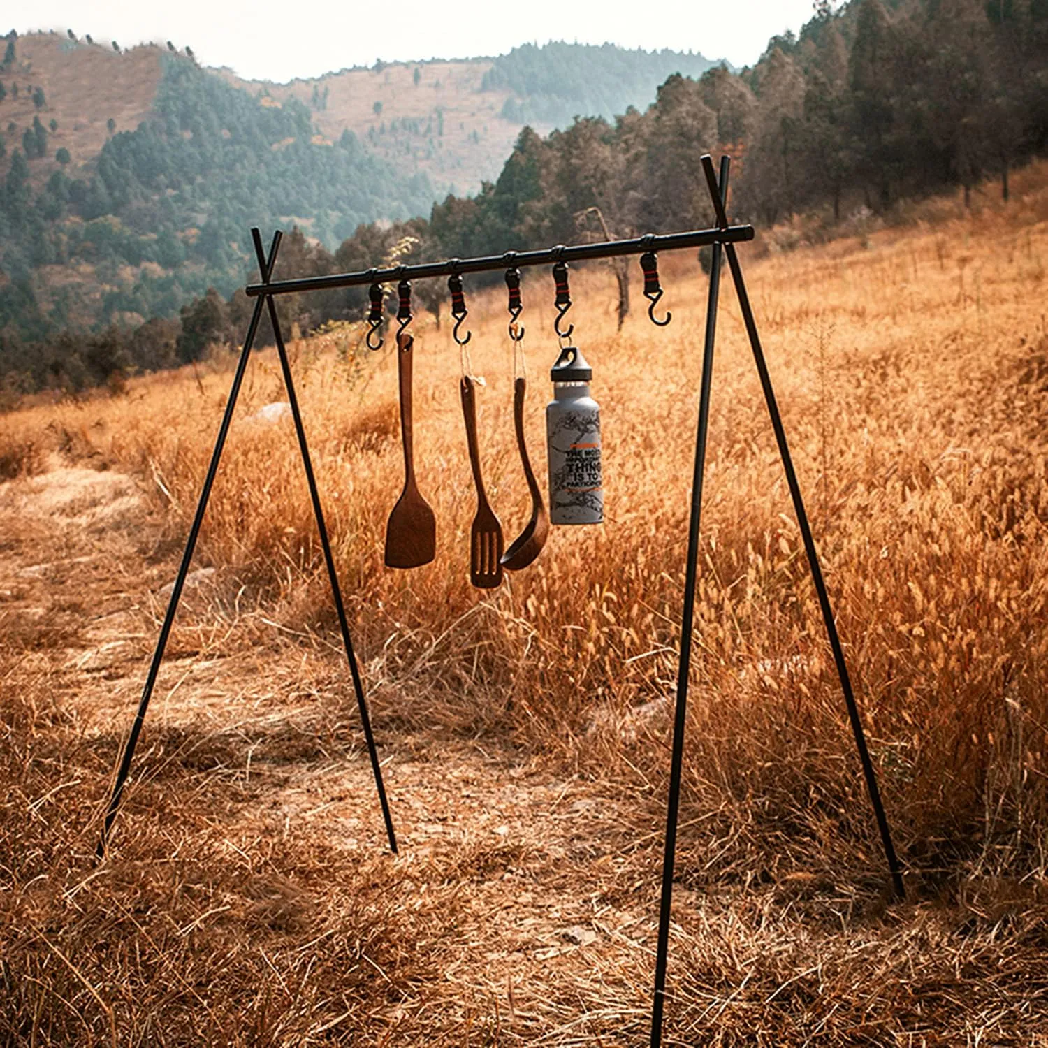 UNISTRENGH Camping Hanging Rack Multifunction Triangle Storage Rack Portable Outdoor Picnic Rack