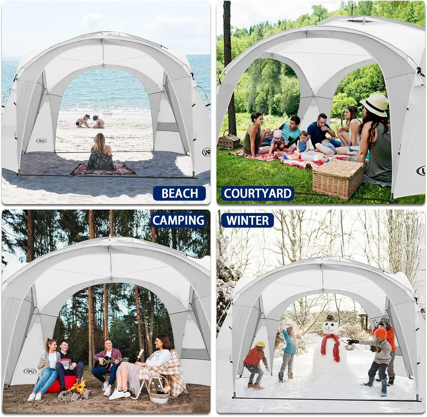 UNP Easy Beach Tent Pop Up Canopy UPF50  Tent with Side Wall, Ground Pegs, and Stability Poles, Sun Shelter Rainproof, Waterproof for Camping Trips, Backyard Fun, Party Or Picnics
