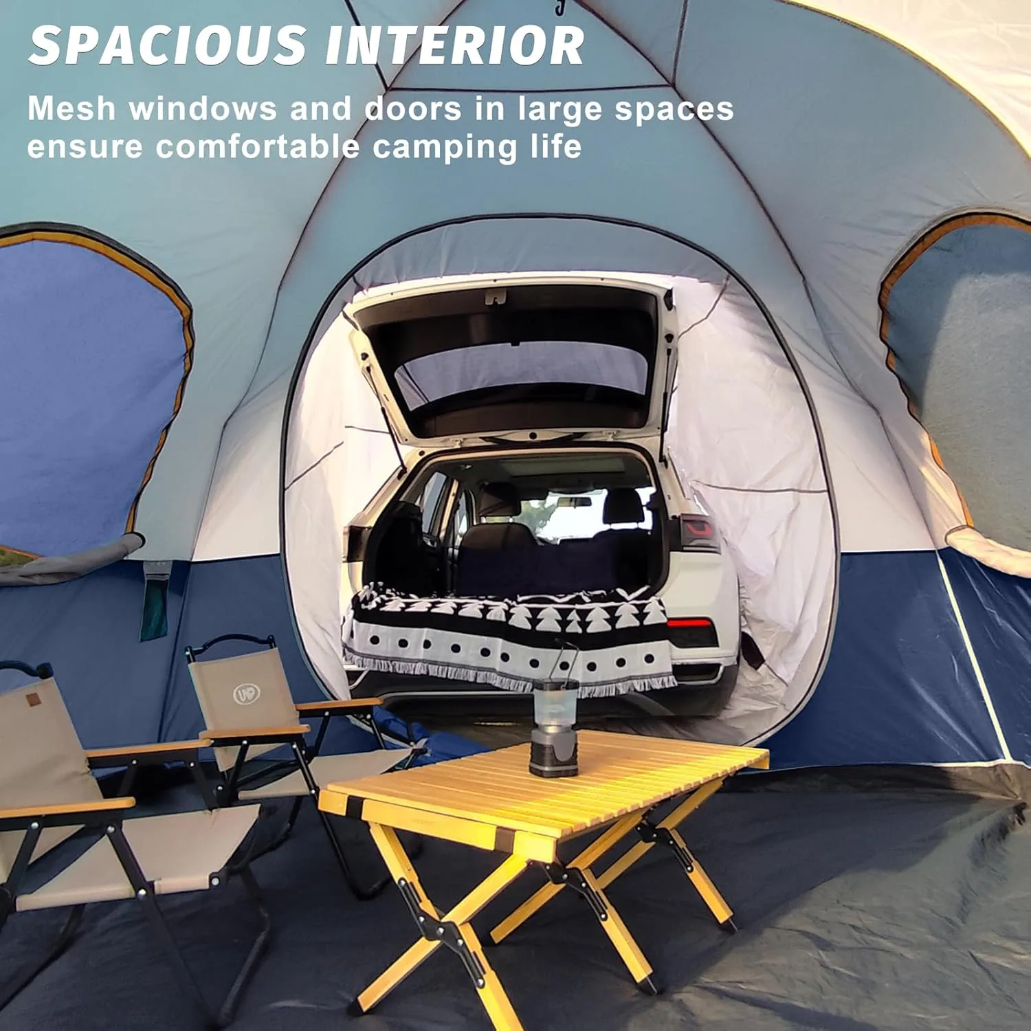 UNP SUV Dome Tent for Camping, Outdoor 6 Person Car Camping Tent, Easy Set Up SUV Tailgate Tent with Rainfly 10' x 10' Vehicle Camping Tent