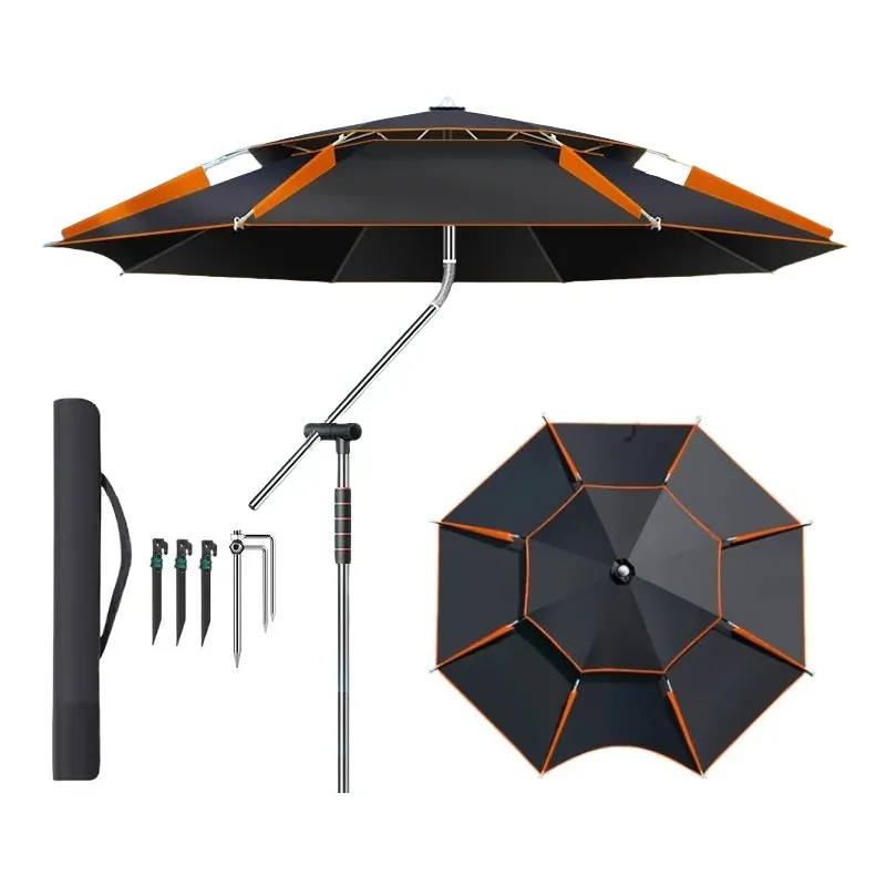 Upgraded Fishing Umbrella – Large Parasol with Stainless Steel Rod for Outdoor Sunshade