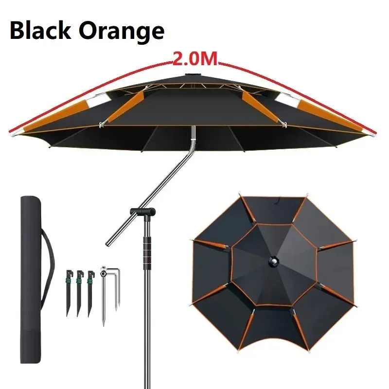 Upgraded Fishing Umbrella – Large Parasol with Stainless Steel Rod for Outdoor Sunshade
