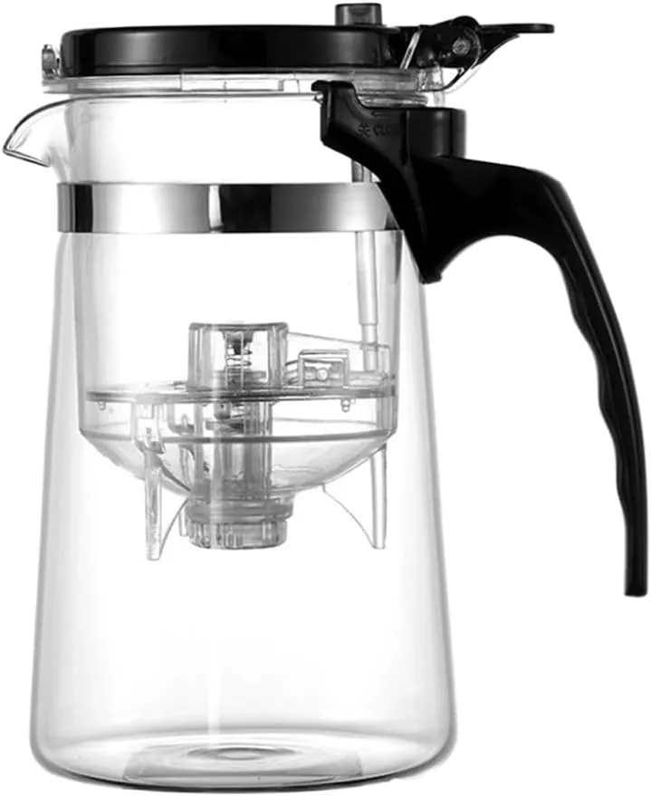 UPKOCH Heat Resistant Glass Teapot with Detachable Infuser, 500ml Clear Tea Kettle for Home and Office, for Loose Leaf and Blooming Tea