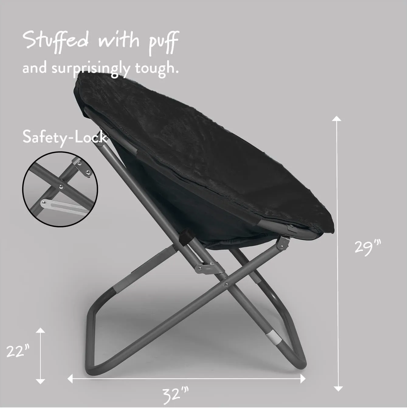Urban Lifestyle Faux Fur Saucer Chair, One Size, Black