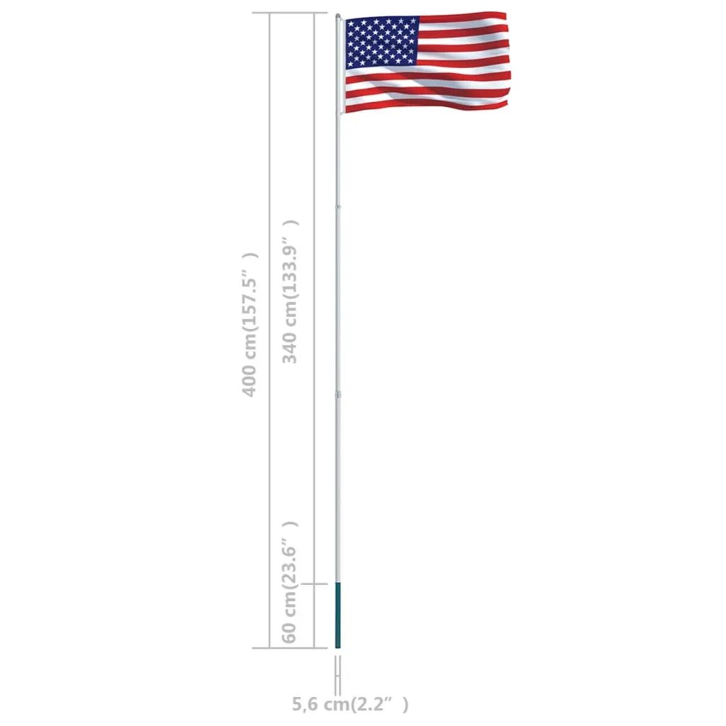US Flag and Pole Aluminum 13.1'