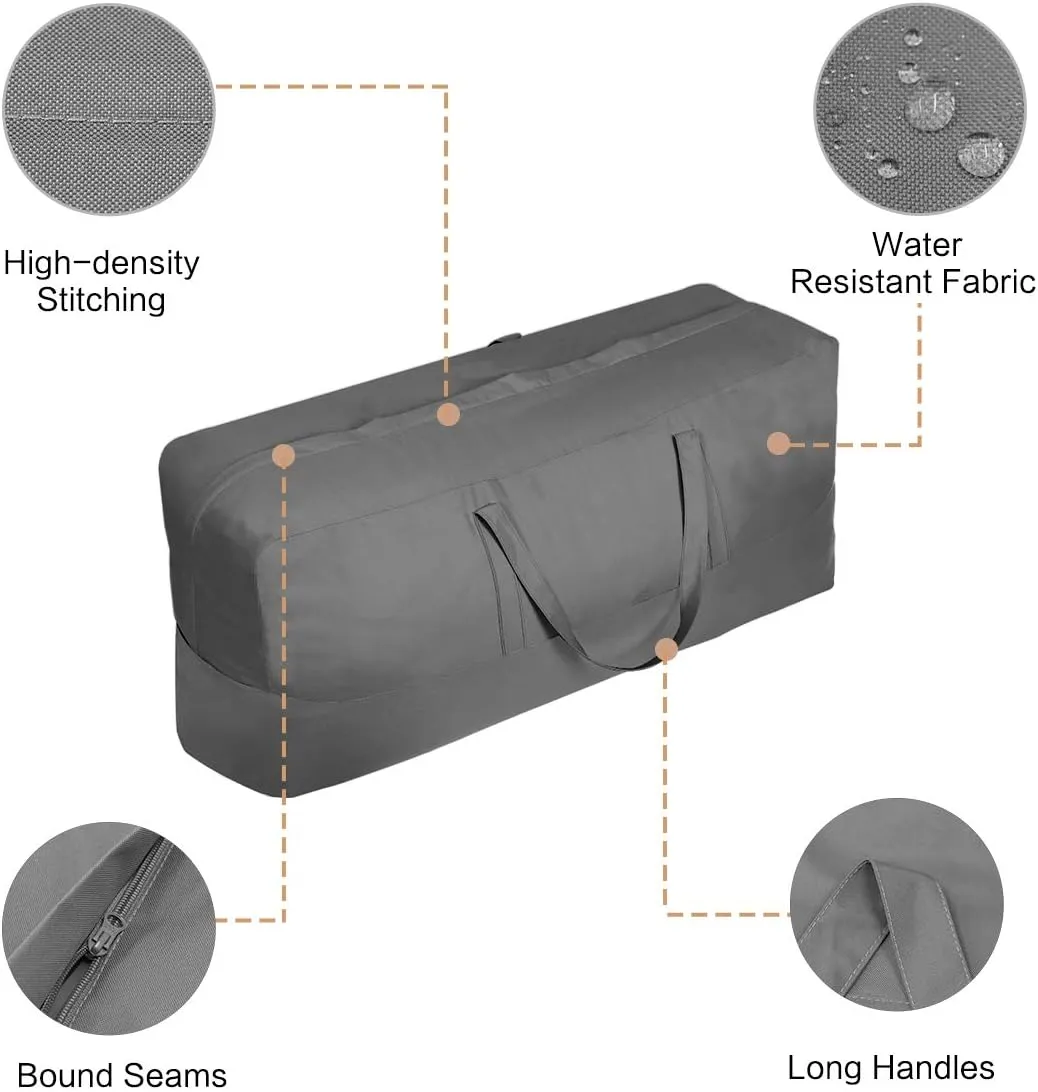 Vailge Patio Cushion Storage Bag - 45.5 Inch Waterproof Indoor Outdoor Bag With Zipper and Handles, Dustproof Furniture Cover - Standard, Grey