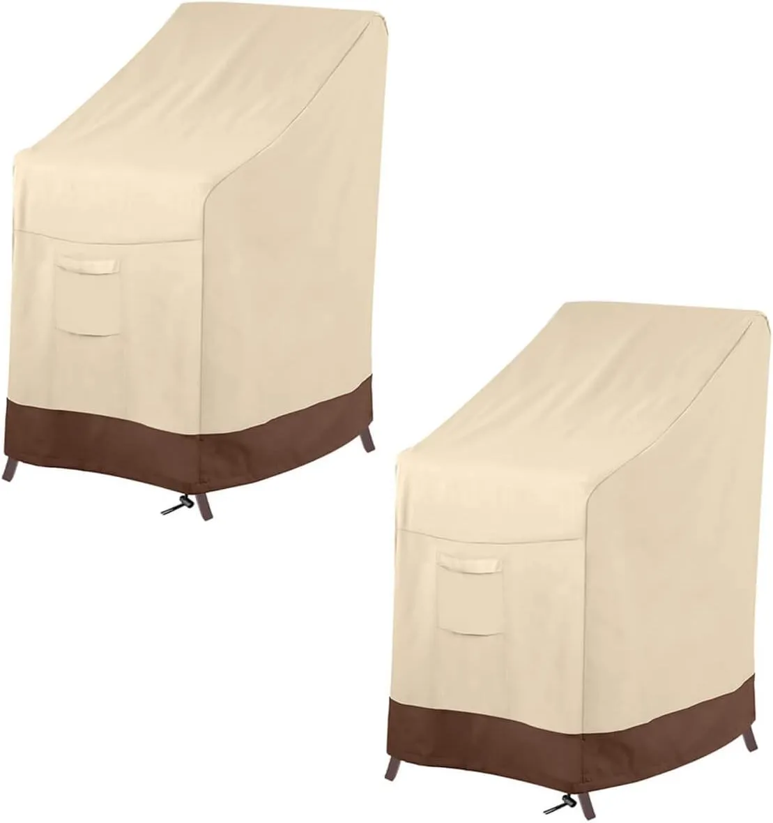 Vailge Stackable Patio Chair Cover,100% Waterproof Outdoor Chair Cover, Heavy Duty Lawn Patio Furniture Covers,Fits for 4-6 Stackable Dining Chairs,2 Pack-36 Lx28 Wx47 H,Beige&Brown