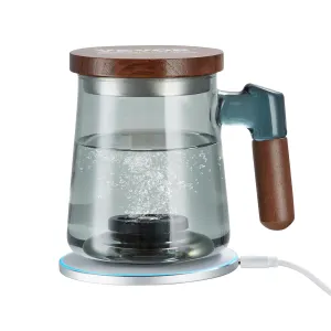 VEVOR Hydrogen Water Pitcher, 400 ml Hydrogen Water Cup, Portable Hydrogen Generator, SPE Technology Hydrogen Water Generator with Wireless Charging Base, Hydrogen Rich Water Bottle Glass Health Cup