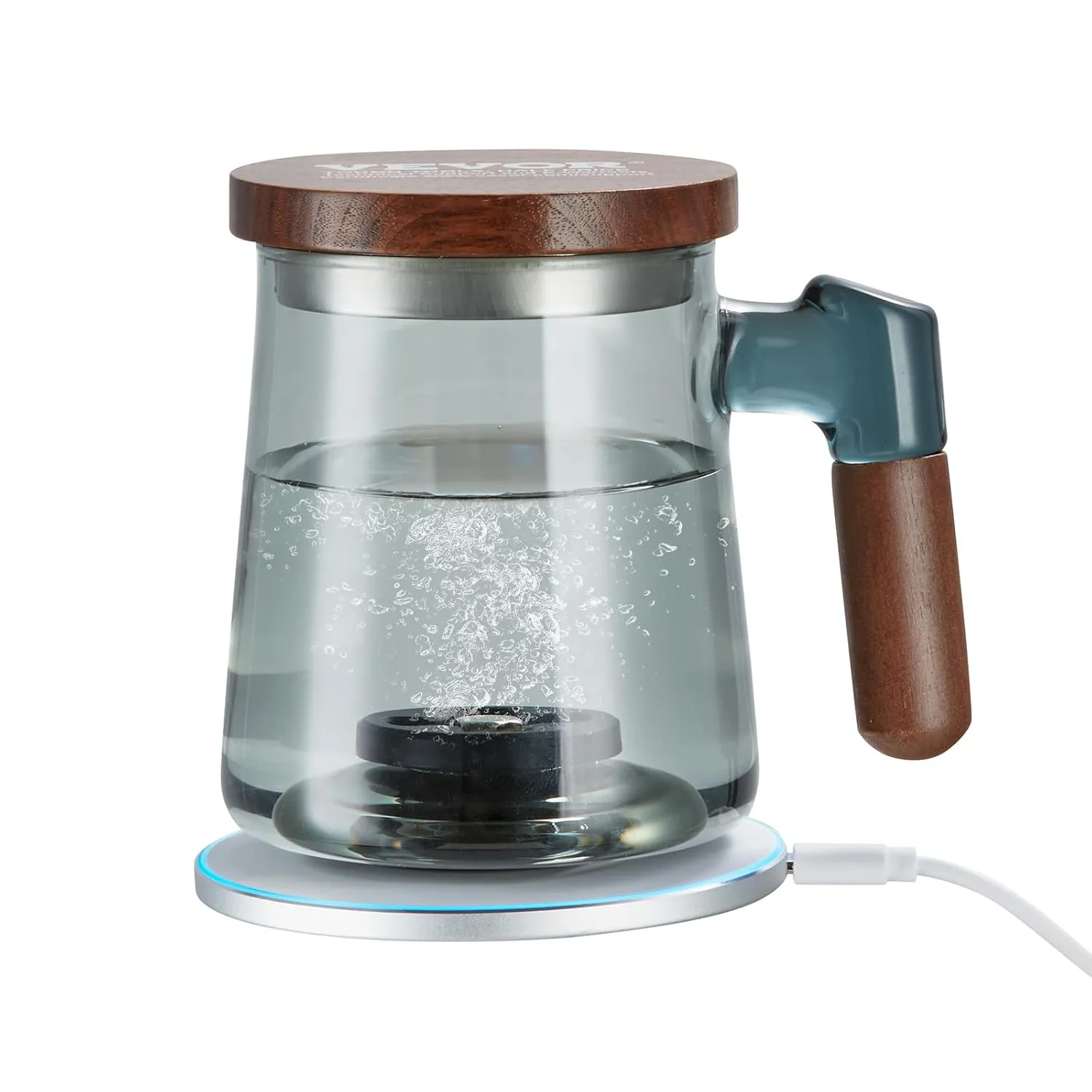 VEVOR Hydrogen Water Pitcher, 400 ml Hydrogen Water Cup, Portable Hydrogen Generator, SPE Technology Hydrogen Water Generator with Wireless Charging Base, Hydrogen Rich Water Bottle Glass Health Cup