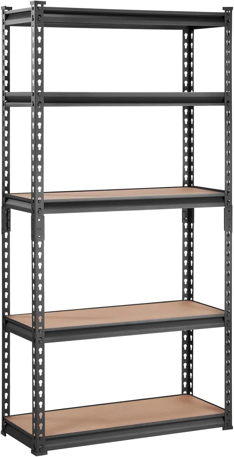 VEVOR Storage Shelving Unit, 5-Tier Adjustable, 2000 lbs Capacity, Heavy Duty Garage Shelves Metal Organizer Utility Rack, Black, 30" L x 12" W x 60" H for Kitchen Pantry Basement Bathroom Laundry