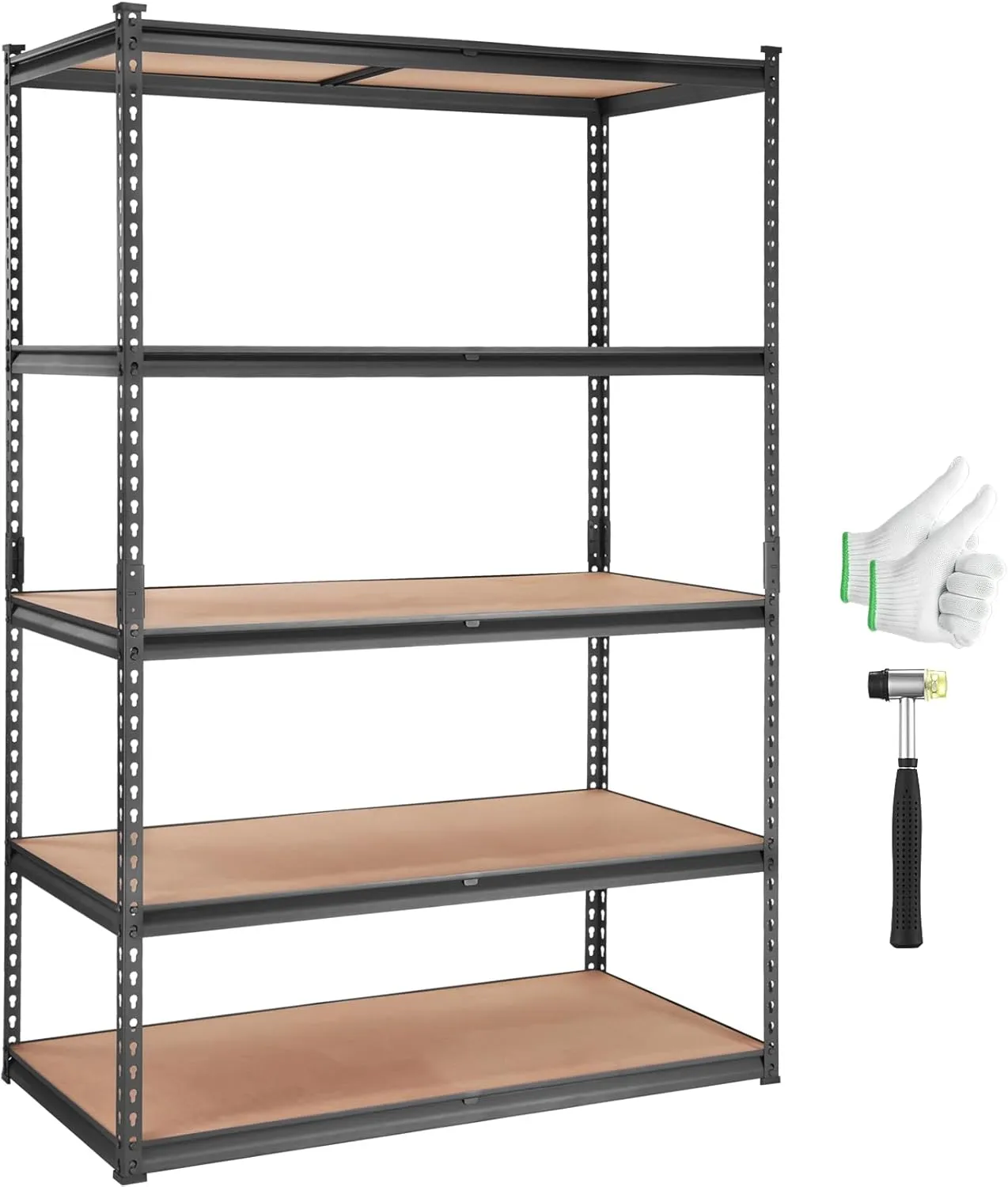 VEVOR Storage Shelving Unit, 5-Tier Adjustable, 2000 lbs Capacity, Heavy Duty Garage Shelves Metal Organizer Utility Rack, Black, 48" L x 24" W x 72" H for Kitchen Pantry Basement Bathroom Laundry