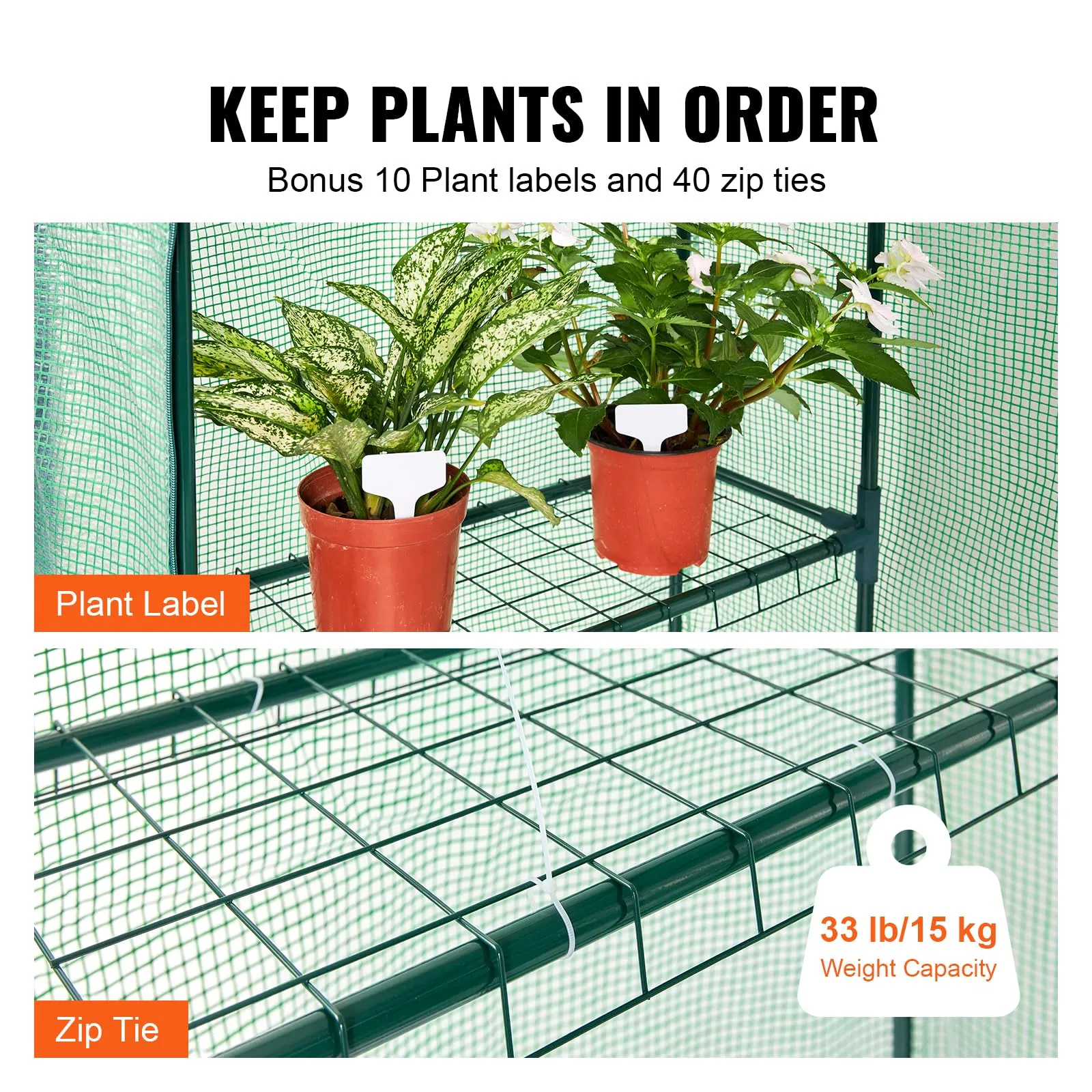 VEVOR Walk-in Green House, 55.5 x 29.3 x 80.7 inch, Portable Greenhouse with Shelves, High Strength PE Cover with Roll-up Zipper Door and Steel Frame, Set Up in Minutes, for Planting and Storage