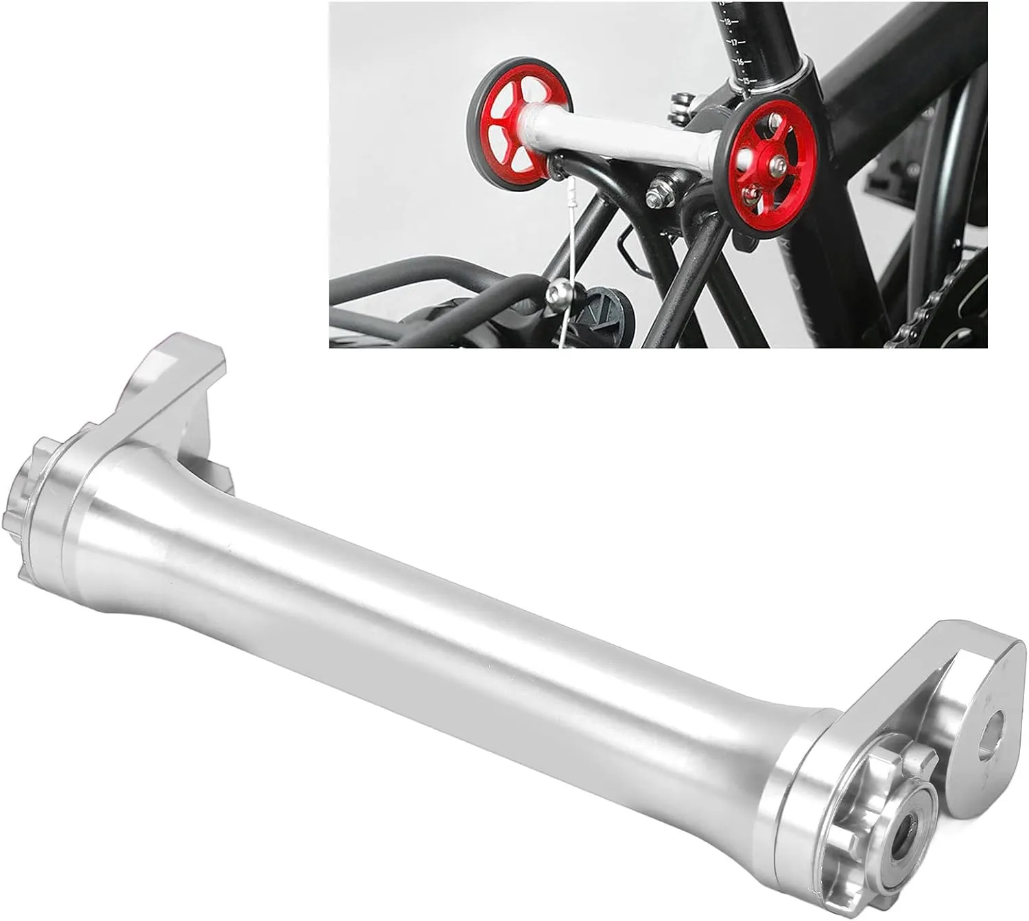 VGEBY Folding Accessories, Aluminum Alloy Folding Easy Wheel Extension Telescopic Suitable for Brompton 3sixty Folding (Silver) Brompton Wheel Extender Mibrompton