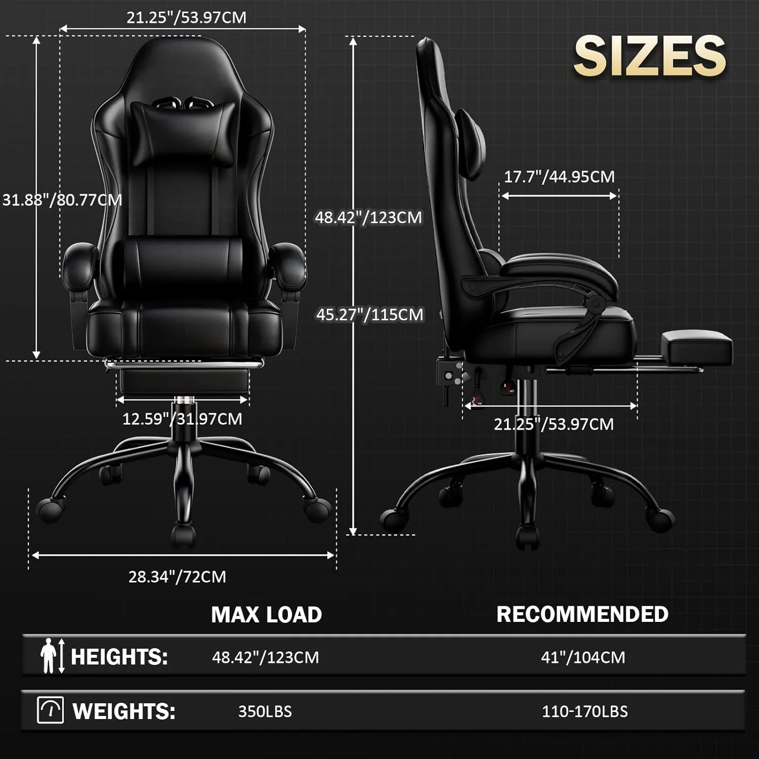 Video Game Chair for Adults, Massage Gaming Chair with Footrest, Adjustable Lumbar Pillow Gamer Chair for Kids, Comfortable Computer Chair with Leg Rest