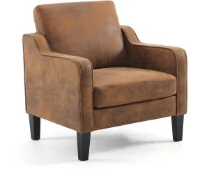 VINGLI Accent Chair for Living Room Chairs Rustic Reading Chair for Bedroom Scooped Arm Chair Mid Century Modern Accent Chairs Upholstered Comfy Chair for Apartment, Waiting Room