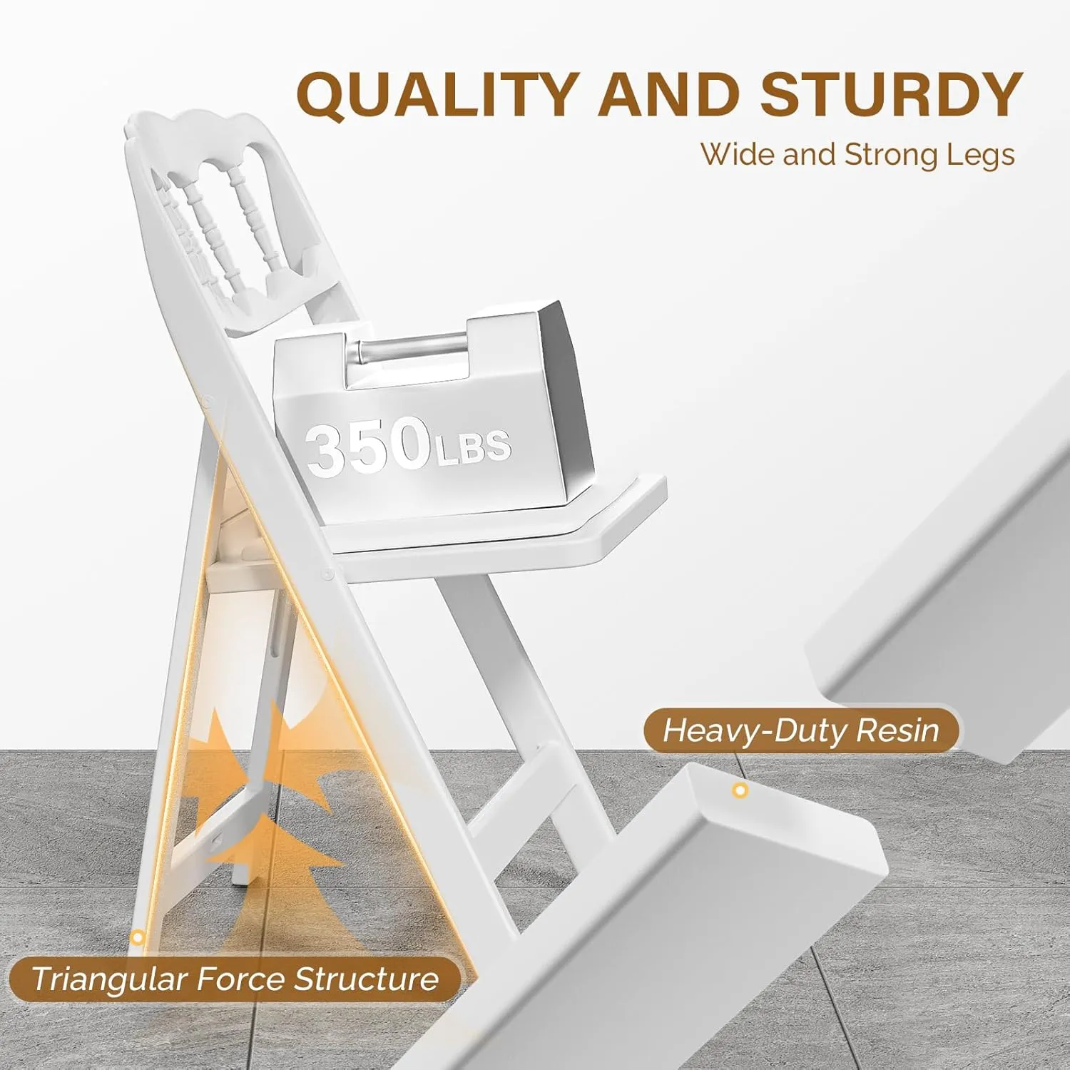 VINGLI White Resin Plastic Folding Chair with Padding Seat, Foldable Plastic Chair Weight Capacity to 350 lbs Perfect for Event Party Indoor Outdoor, Wavy Backrest, 4 Pack