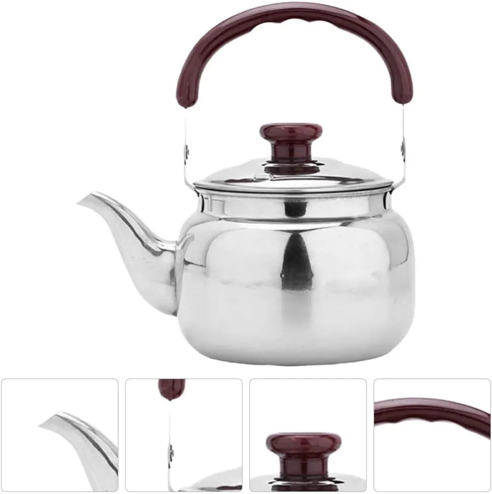 Wakauto Boiling Kettle Teapot Stainless Steel Whistling Teapot for Quick Boil Ergonomic Design for Easy Use Simple Practical Flat Bottom Kettle for Tea
