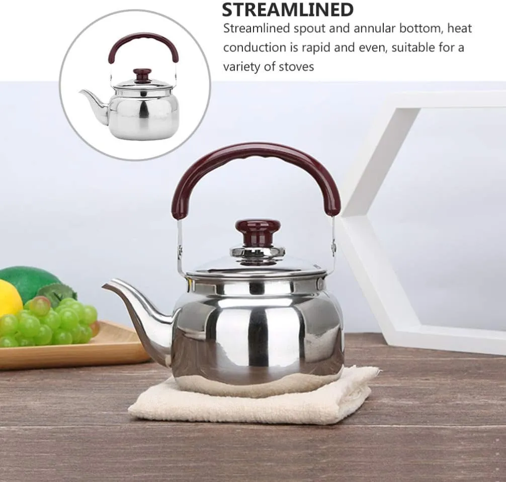 Wakauto Boiling Kettle Teapot Stainless Steel Whistling Teapot for Quick Boil Ergonomic Design for Easy Use Simple Practical Flat Bottom Kettle for Tea