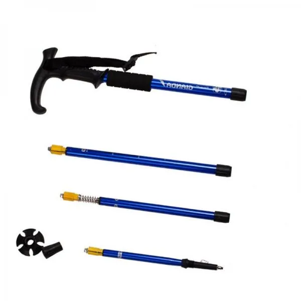 Walking stick Hiking Walking Trekking Trail Poles Ultralight 4-section Adjustable Canes H1E1 Blue