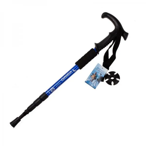 Walking stick Hiking Walking Trekking Trail Poles Ultralight 4-section Adjustable Canes H1E1 Blue