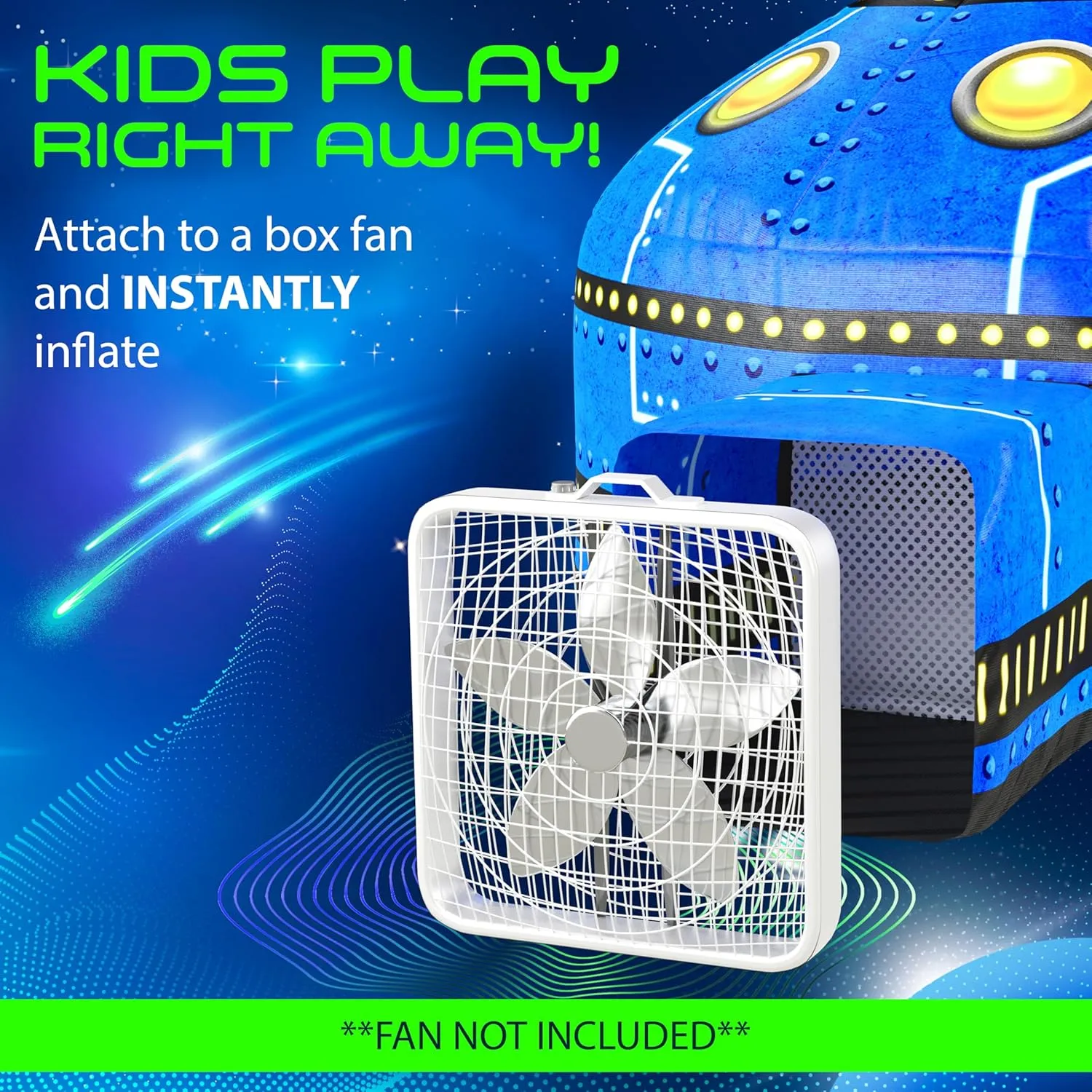 W&O Glowing UFO Aerodome with LED Lights & UFO Sound Button – Glows in The Dark, Offering an Extraordinary Space Adventure for Kids Ages 3-12 (Fan Not Included)