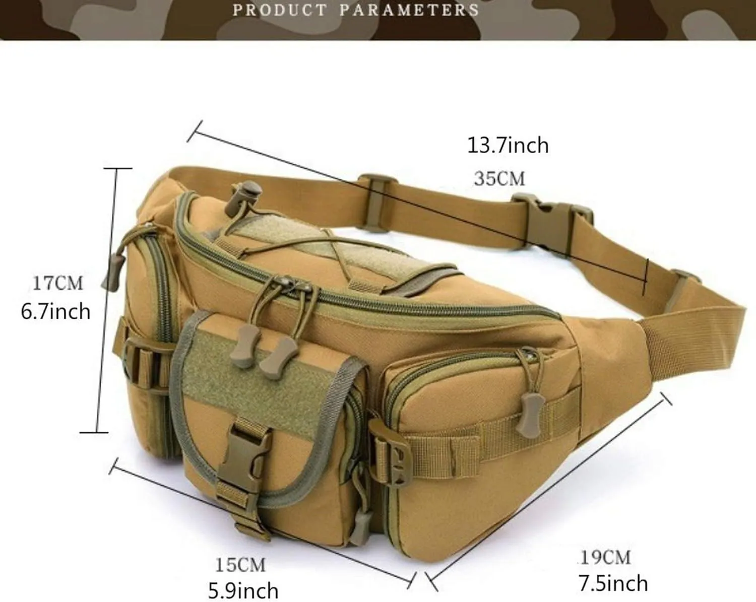 Water Resistant Tactical Waist Pack Bag Military Fanny Packs Hip Belt Bag Pouch for Hiking Climbing Outdoor Bumbag