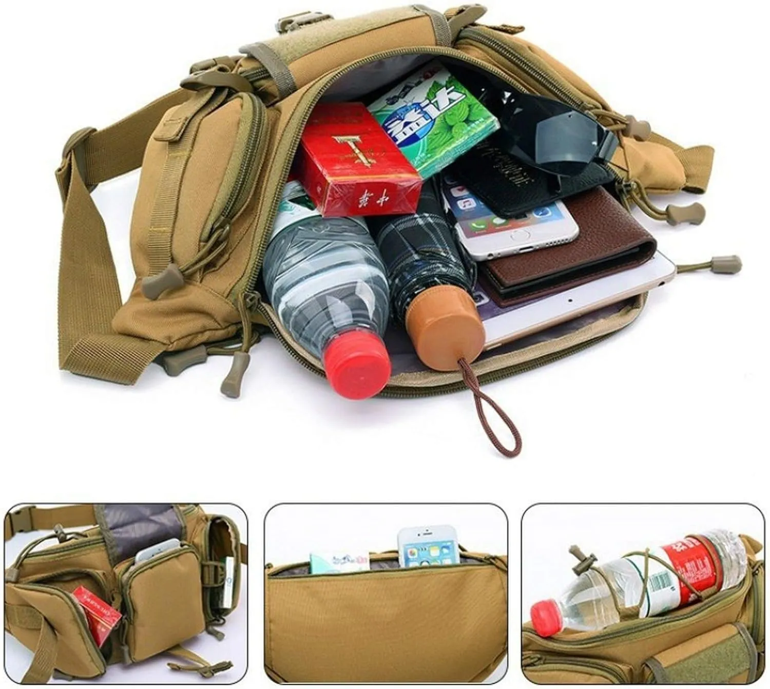 Water Resistant Tactical Waist Pack Bag Military Fanny Packs Hip Belt Bag Pouch for Hiking Climbing Outdoor Bumbag