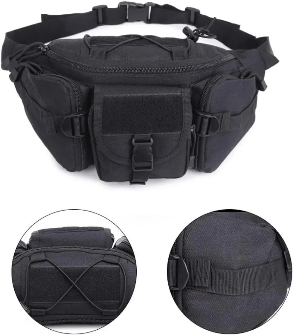 Water Resistant Tactical Waist Pack Bag Military Fanny Packs Hip Belt Bag Pouch for Hiking Climbing Outdoor Bumbag