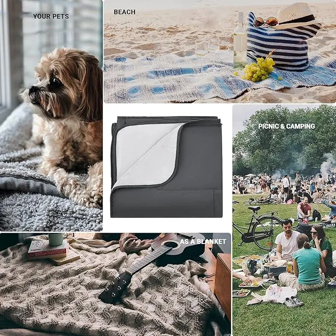 Waterproof Outdoor Blanket for Cold Weather by KingCamp, Lightweight Thick Fleece Warm Foldable Blankets, Machine Washable Windproof Throw for Picnic, Camping, Outdoors, Stadium, Beach, Festival, Dog