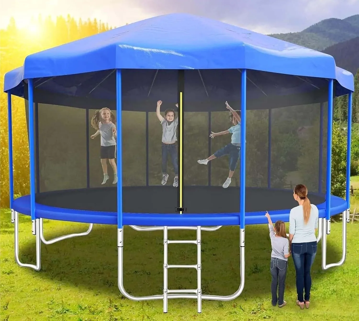 Waterproof Trampoline Top Cover Tent - UV-Proof, Durable PVC, Fits 6ft to 16ft Round Trampolines, Easy to Fold, Perfect for Sun Protection (Trampoline Not Included)