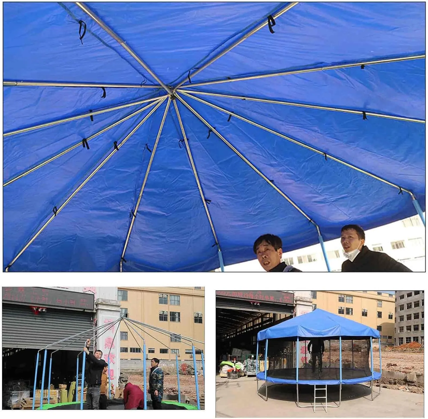 Waterproof Trampoline Top Cover Tent - UV-Proof, Durable PVC, Fits 6ft to 16ft Round Trampolines, Easy to Fold, Perfect for Sun Protection (Trampoline Not Included)
