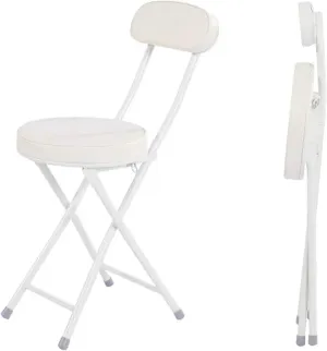 WCH Foldable Chairs - 2 Pieces, Portable Dining Chair, Foldable Stool with PU Leather Backrest for Outdoor Camping Kitchen (Color:White)