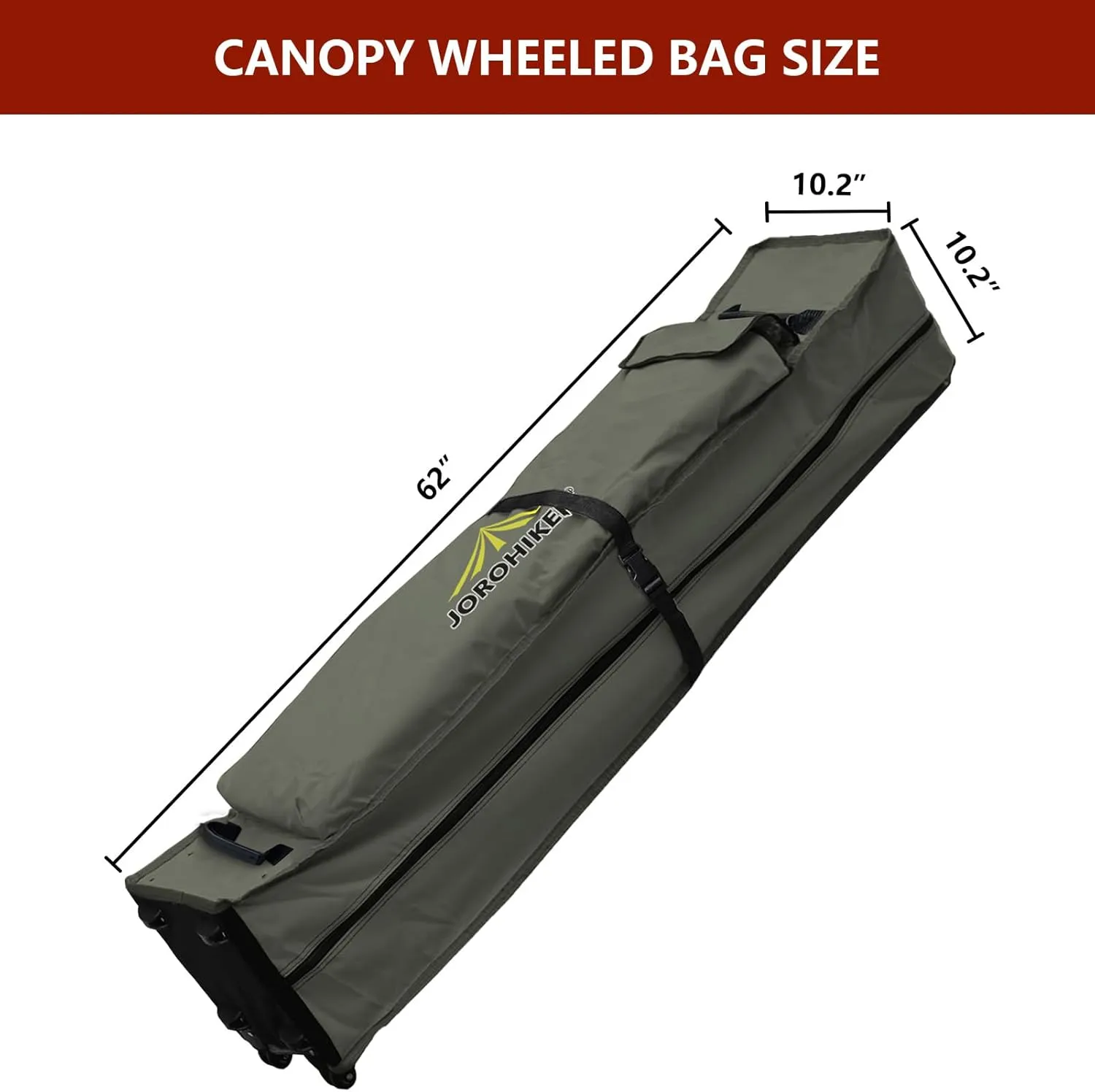 Wheeled Carry Bag for 10x10 Canopy Instant Tent,Heavy Duty Pop up Canopy Tent Universal Rolling Storage Bag with Handles,Bag Size 62"x10.2"x10.2"