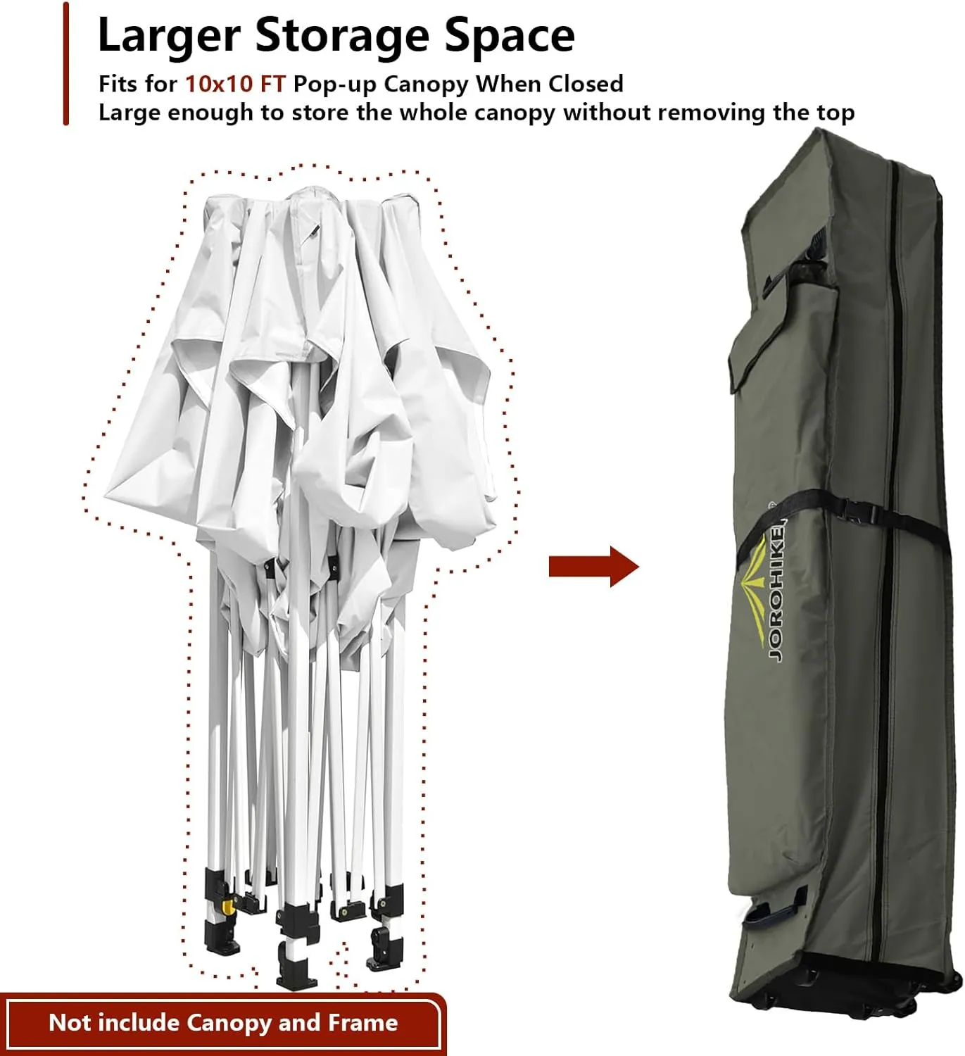 Wheeled Carry Bag for 10x10 Canopy Instant Tent,Heavy Duty Pop up Canopy Tent Universal Rolling Storage Bag with Handles,Bag Size 62"x10.2"x10.2"